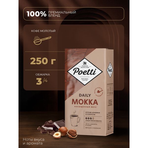 Кофе молотый Poetti Daily Mokka, 250 г — фото с карточки товара